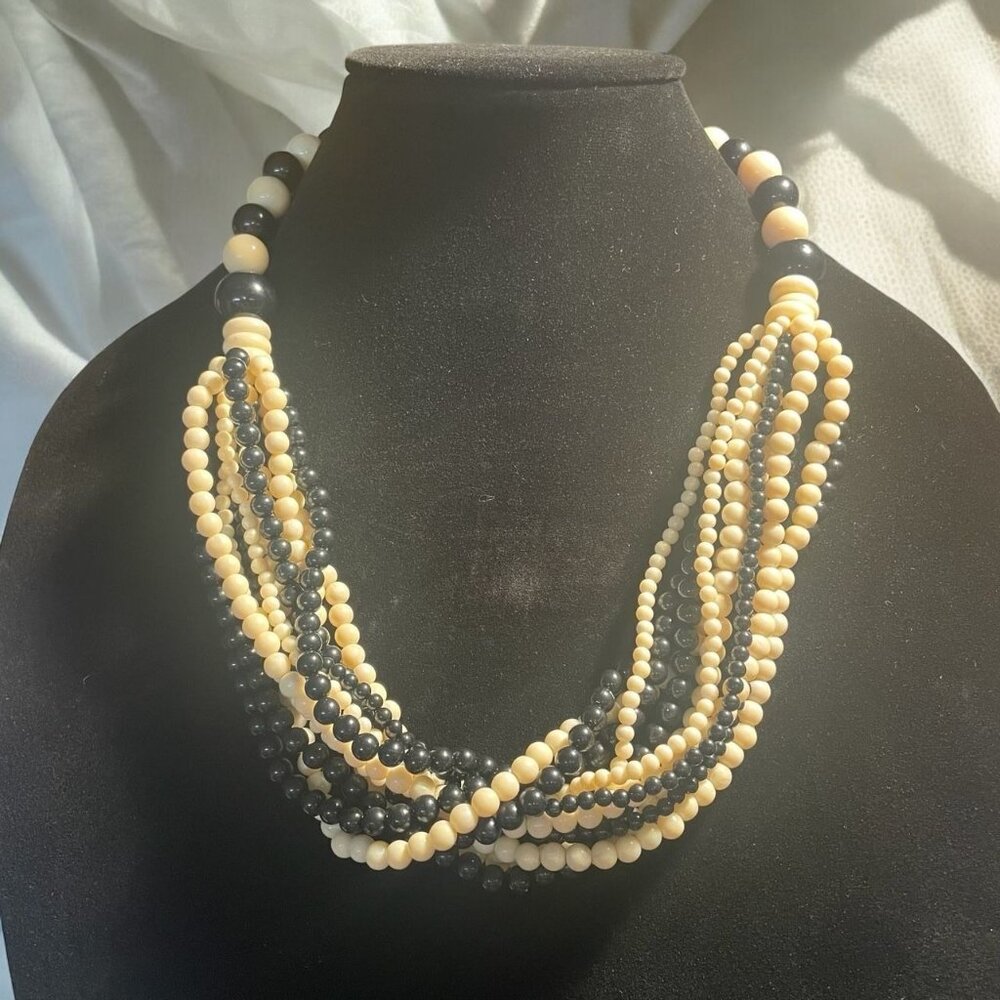 Multi Strand Beaded Necklace Chunky Beads Boho Chic Retro Party Office Statement